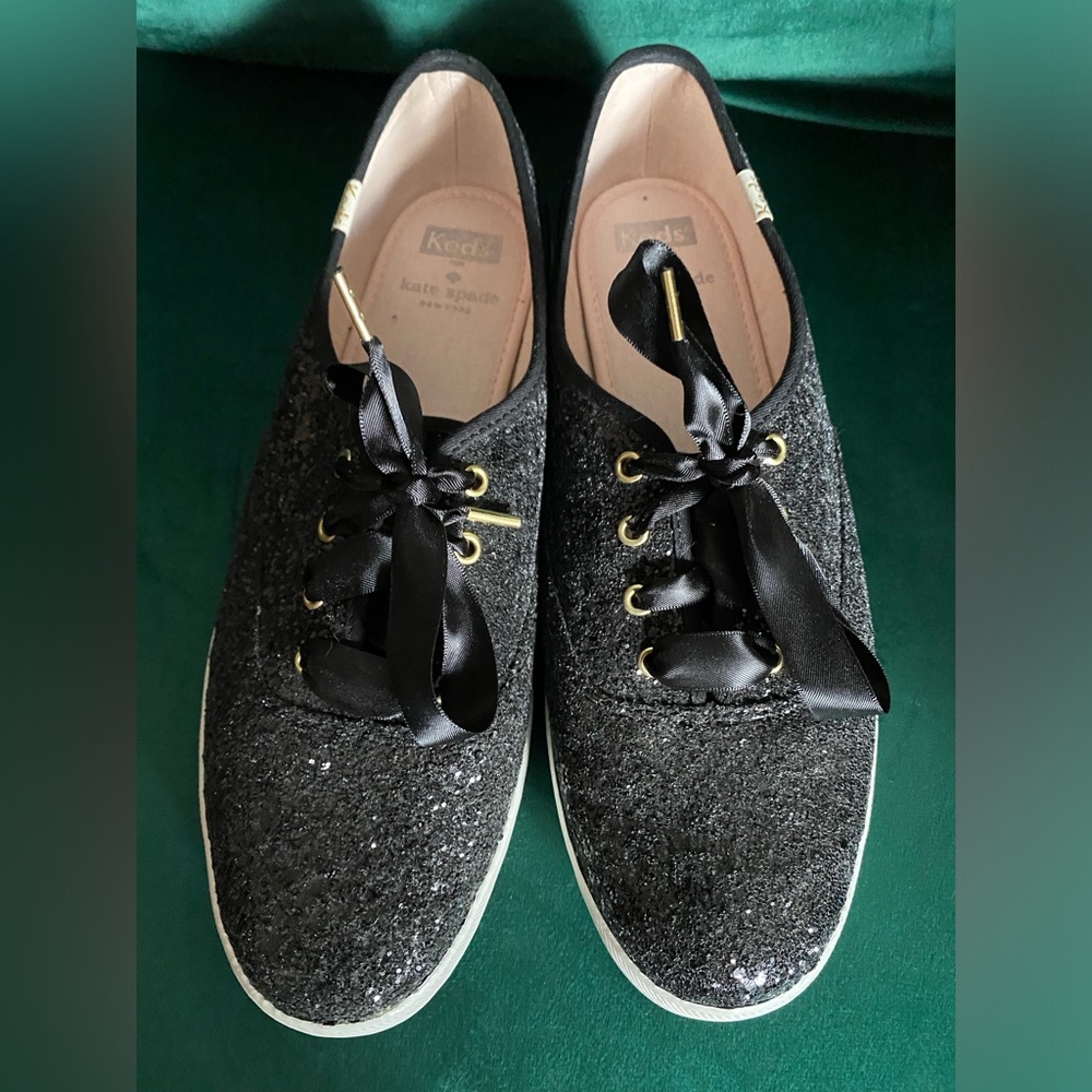 Keds Black Glitter Sneakers with Satin Laces